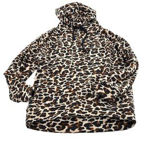 Lou & Grey Petites‎ Women's size Mp Sweatshirt Hoodie Pullover Leopard Print